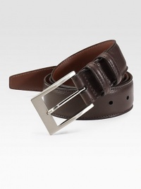 EXCLUSIVELY OURS. An essential piece for any man's wardrobe in soft, deertan glove leather with a nickel-plated buckle. Nickel-plated buckle About 1¼ wide Made in USA 