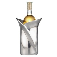 This wine chiller strikingly combines interlocking curves culminating in a flared top that resembles an opened seashell, or coquille. Designed by Lisa Smith, the chiller accommodates a standard 750-liter bottle. This wine chiller strikingly combines interlocking curves culminating in a flared top that resembles an opened seashell, or coquille. Designed by Lisa Smith, the chiller accommodates a standard 750-liter bottle.