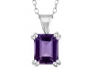 8x6mm Amethyst Pendant Necklace 1.50 Carat (ctw) in Sterling Silver with Chain