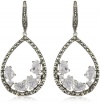 Judith Jack Sterling Silver, Marcasite and Cubic Zirconia Tear Drop Earrings
