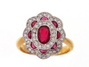 Vintage Style Ruby and Diamond Ring in 18k Yellow Gold