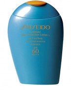 Ultimate protection against harmful UVA/UVB rays. Helps prevent sunburn , cell damage, and premature signs of aging. Sand-proof, perspiration, and very water-resistant. PABA-free. 3.3 oz.Call Saks Fifth Avenue New York, (212) 753-4000 x2154, or Beverly Hills, (310) 275-4211 x5492, for a complimentary Beauty Consultation. ASK SHISEIDOFAQ 