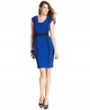 Contrasting details and a unique neckline make this Tahari by ASL sheath stand out from the crowd.