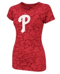 Join the spirit squad. Support your Philadelphia Phillies in this sporty camouflage t-shirt from Majestic. Join the spirit squad. Support your Philadelphia Phillies in this sporty camouflage t-shirt from Majestic.