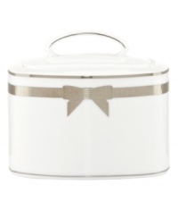 A gift to formal dining from kate spade new york, the Grace Avenue sugar bowl offers a chic balance of fun and refined in platinum-banded bone china. Grosgrain ribbon puts the preppy, finishing touch on dinnerware destined for stylish tables. A gift to formal dining from kate spade new york, the Grace Avenue sugar bowl offers a chic balance of fun and refined in platinum-banded bone china. Grosgrain ribbon puts the preppy, finishing touch on dinnerware destined for stylish tables.