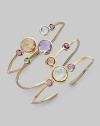 From the Jaipur Collection. Brilliant faceted stones along a delicately textured 18K gold bangle.Amethyst, pink tourmaline, citrine & green tourmaline 18K gold Circumference, about 7 Made in Italy Please note: Bracelets sold separately. 