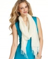 This lightweight Cejon scarf is the perfect finishing touch for summer style with its gathered, metallic detail.