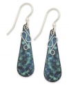 A stylish twist. Jody Coyote's earrings feature a blue patina finish and a shapely embellishment for a perfect blend of contemporary and classic. Set in sterling silver and bronze. Approximate drop: 1-5/8 inches.