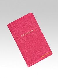A single resource for addresses, appointments, birthdays, area codes and much more, tabbed for easy reference. Terello hand-stained Italian leather cover. 168 gilt-edged pages 12 full-color maps Dialing codes Zodiac symbols 3 X 6 Made in USAFOR PERSONALIZATIONSelect a color and quantity, then scroll down and click on PERSONALIZE & ADD TO BAG to choose and preview your personalization options. Please allow 1 week for delivery. A single resource for addresses, appointments, birthdays, area codes and much more, tabbed for easy reference. Terello hand-stained Italian leather cover. 168 gilt-edged pages 12 full-color maps Dialing codes Zodiac symbols 3 X 6 Made in USAFOR PERSONALIZATIONSelect a color and quantity, then scroll down and click on PERSONALIZE & ADD TO BAG to choose and preview your personalization options. Please allow 1 week for delivery.