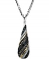 A luxurious, swirling mix. This pretty pendant combines a sterling silver and 14k gold setting with round-cut black diamonds (1/3 ct. t.w.) and white diamonds (1/10 ct. t.w.) for ultimate sparkle. Approximate length: 18 inches. Approximate drop: 1-1/2 inches.