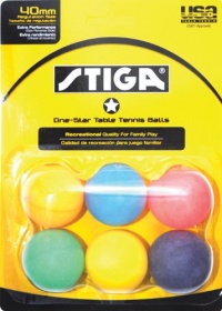 Stiga 1-Star Multi Color Table Tennis Balls (6 Pack) Stiga 1-Star Multi Color Table Tennis Balls (6 Pack)