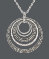 For stellar style and a hint of sparkle -- simply add a little Genevieve & Grace! This chic, orbital pendant features graduated circles that cause a stir with rope edging and glittering marcasite accents. Crafted in sterling silver. Approximate length: 18 inches. Approximate drop: 2-1/8 inches.