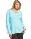 Hue Sleepwear Women's Plus-Size Long Sleeve V-Neck Sleep Tee