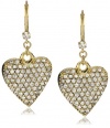 Betsey Johnson Gold-Tone Crystal Heart Drop Earrings