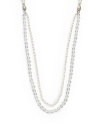 THE LOOK4mm white oval and round pearlsFaceted crystal beadsSterling silver basketweave accentsLayered double strand designSterling silver setting Toggle closure THE MEASUREMENTLength, about 40ORIGINMade in USA
