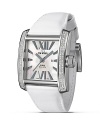 Diamonds lend luxe shine to this classic watch from TW Steel with mother of pearl dial and leather strap.