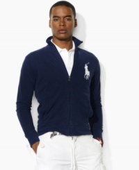 Ralph Lauren's Big Pony track jacket is an update on sporting style and rendered in cotton mesh for a lightweight feel and sharp look. Ralph Lauren's Big Pony track jacket is an update on sporting style and rendered in cotton mesh for a lightweight feel and sharp look.