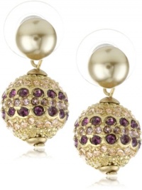 Carolee Plum Pudding Gold-Tone Pave Drop Earrings