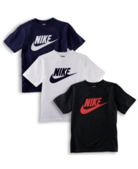 Swoosh up his outfit! This Nike screenprinted tee will inspire any kid to just do it. Swoosh up his outfit! This Nike screenprinted tee will inspire any kid to just do it.