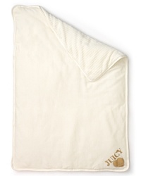 Featuring a striped cotton with a soft fleece underside, this cozy blanket wraps up little girls in signature, sassy Juicy style. Featuring a striped cotton with a soft fleece underside, this cozy blanket wraps up little girls in signature, sassy Juicy style.