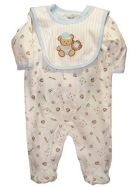 Little Me Layette Footie, Baseball, Ivory Multi Little Me Layette Footie, Baseball, Ivory Multi