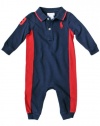 Ralph Lauren Layette Boy's Big Pony Polo Coverall (9 Month, Newport Navy)