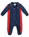 Ralph Lauren Layette Boy's Big Pony Polo Coverall (9 Month, Newport Navy)