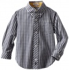 Kitestrings Boys 2-7 Gingham Check Button Front Shirt, Navy Check, 3T