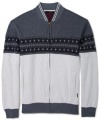 Beat the winter chill in this cozy and stylish Sean John cardigan with a zip front and a classic fair isle print.