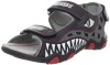 Geox Strike6 Smooth Leather Sandal (Toddler/Little Kid/Big Kid),Black/Red,35 M EU / 3.5 M US Big Kid