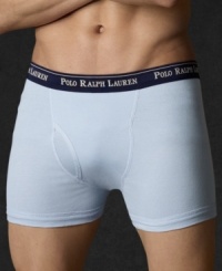 Classic boxer briefs in a convenient three-pack set are constructed to offer the ultimate in shape and support in soft cotton jersey. Classic boxer briefs in a convenient three-pack set are constructed to offer the ultimate in shape and support in soft cotton jersey.