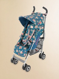 This flower-covered everyday stroller folds easily and compactly while offering superb comfort for babies 3 months and older.Folds in a flashWeighs about 12 poundsFour-position reclineRemovable, washable padded seatHandy mesh shopping basketExtendable leg restHandy under-seat storage basketReinforced chassisFive-point safety harnessLinked brakesAccommodates children 3 months and older This flower-covered everyday stroller folds easily and compactly while offering superb comfort for babies 3 months and older.Folds in a flashWeighs about 12 poundsFour-position reclineRemovable, washable padded seatHandy mesh shopping basketExtendable leg restHandy under-seat storage basketReinforced chassisFive-point safety harnessLinked brakesAccommodates children 3 months and older