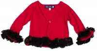 Blue Pearl Baby-girls Infant Ruffle Sweater Cardigan with Flower Trim, Red, 18 Months Blue Pearl Baby-girls Infant Ruffle Sweater Cardigan with Flower Trim, Red, 18 Months