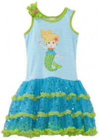Rare Editions Girls 2-6X Button Back Tutu Dress, Turquoise/Lime, 5 Rare Editions Girls 2-6X Button Back Tutu Dress, Turquoise/Lime, 5