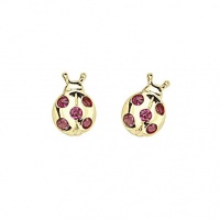 14K Yellow Gold Plated Red Snail CZ Stud Earrings with Screw-back for Children & Women 14K Yellow Gold Plated Red Snail CZ Stud Earrings with Screw-back for Children & Women