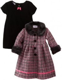 Blueberi Boulevard Baby Girls Infant Boucle Coat Velvet Set, Multi, 12 Months Blueberi Boulevard Baby Girls Infant Boucle Coat Velvet Set, Multi, 12 Months