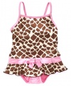 Pink Platinum Baby Swimwear, Baby Girls Animal Print Swimsuit, Pink, Size: 24 months