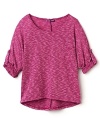 Aqua Girls' Roll Cuff Sleeve Pocket Sweater - Sizes S-XL