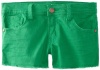 Pinc Premium Girls 7-16 5 Pocket Denim Short, Green/Navy, 8