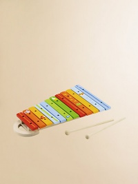 Brightly colored wood design has 12 different notes with a pentatonic scale (five basic notes) that nurtures creativity and musical discovery. Includes two wood strikers and carrying handle Recommended for ages two and up 1¼ pounds 12W X 1½H X 8½D Imported Brightly colored wood design has 12 different notes with a pentatonic scale (five basic notes) that nurtures creativity and musical discovery. Includes two wood strikers and carrying handle Recommended for ages two and up 1¼ pounds 12W X 1½H X 8½D Imported