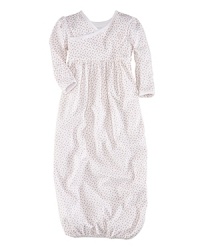 An adorable long-sleeved gown is rendered in soft cotton jersey in a sweet floral print. An adorable long-sleeved gown is rendered in soft cotton jersey in a sweet floral print.
