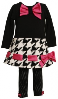 Bonnie Jean Girls 2-6X Houndstooth Print Skirt Legging Set, Black, 6 Bonnie Jean Girls 2-6X Houndstooth Print Skirt Legging Set, Black, 6