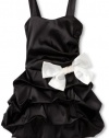 Ruby Rox Girls 7-16 Pick-Up With Drop Waist Bow, Black/Ivory, 16