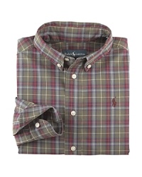 A button-down shirt in crisp woven cotton is perfectly preppy in bold plaid. A button-down shirt in crisp woven cotton is perfectly preppy in bold plaid.