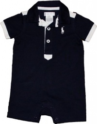 Ralph Lauren Layette Boy's Rugby Collar Athletic Shortall (3 Month, Navy) Ralph Lauren Layette Boy's Rugby Collar Athletic Shortall (3 Month, Navy)