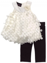 Rare Editions Baby-girls Infant Satin Knit Legging Set, Ivory/Black, 18 Months Rare Editions Baby-girls Infant Satin Knit Legging Set, Ivory/Black, 18 Months