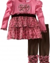 Nannette Baby-girls Infant Leopard Ruffle Legging Set, Fuschia, 24 Months