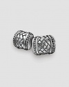 Woven cylinder design in stunning sterling silver. About ¾ X ½ each Made in USA