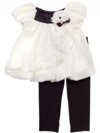 Rare Editions Baby-girls Newborn Chiffon Ruffle Legging Set, Ivory/Black, 6 Months Rare Editions Baby-girls Newborn Chiffon Ruffle Legging Set, Ivory/Black, 6 Months