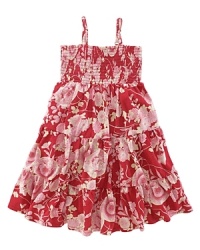 A charming smocked sundress is rendered in floral-printed cotton jersey, and finished with a flounced hem. A charming smocked sundress is rendered in floral-printed cotton jersey, and finished with a flounced hem.